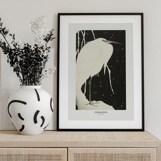 Heron In The Snow - Art Print by Ohara Koson