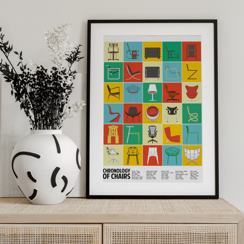A Chronology of Chairs - Art Print by WallChart Art Studio