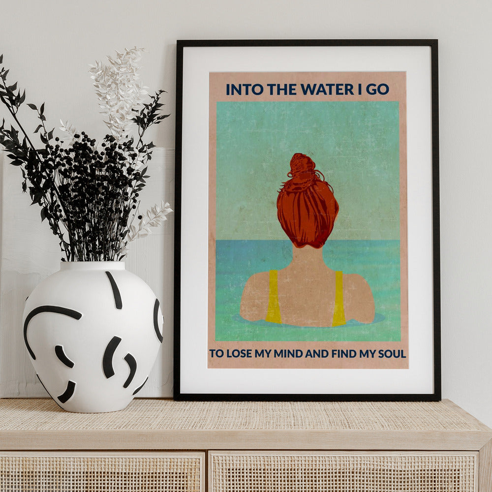 Into the Water (redhead) - Art Print by WallChart Art Studio