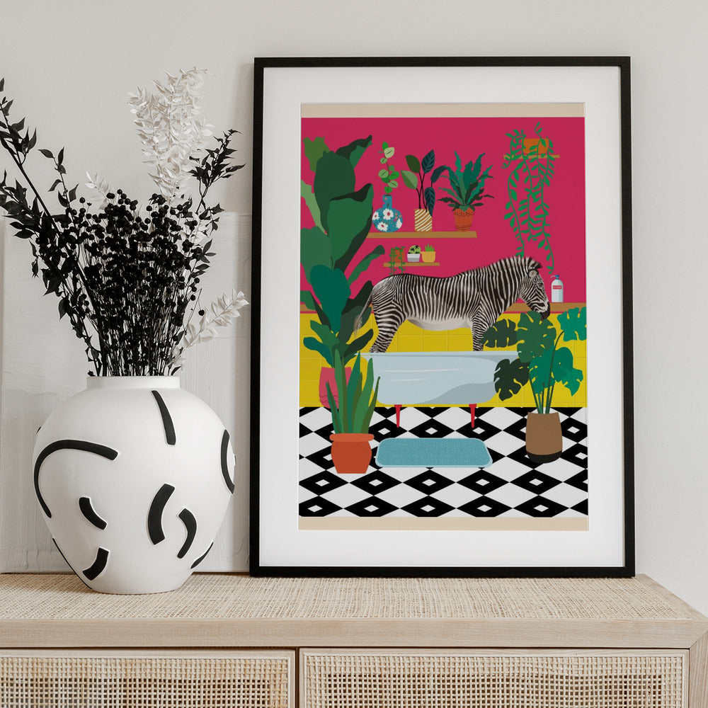 Zebra Bathtime - Art Print by WallChart Art Studio