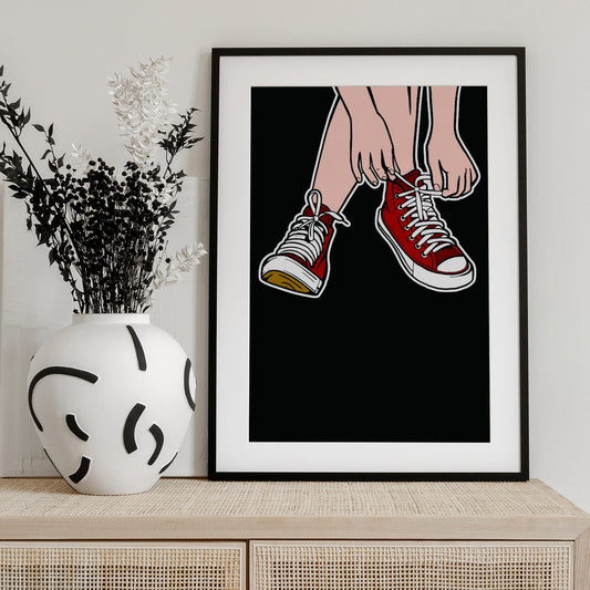 Tie Your Shoe Laces - Art Print by jay stanley