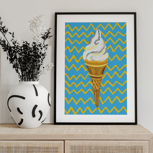 Ice Cream Blue - Art Print by Alice Straker