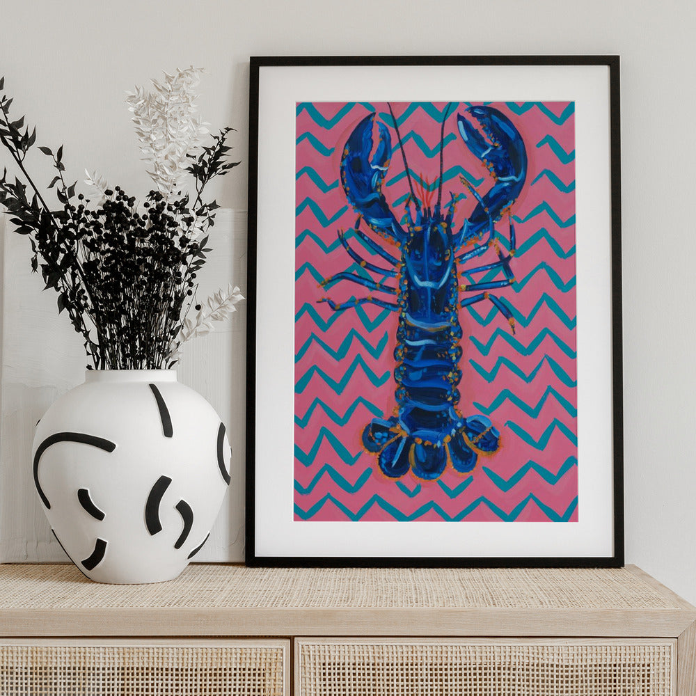 Lobster On Zigzag - Art Print by Alice Straker