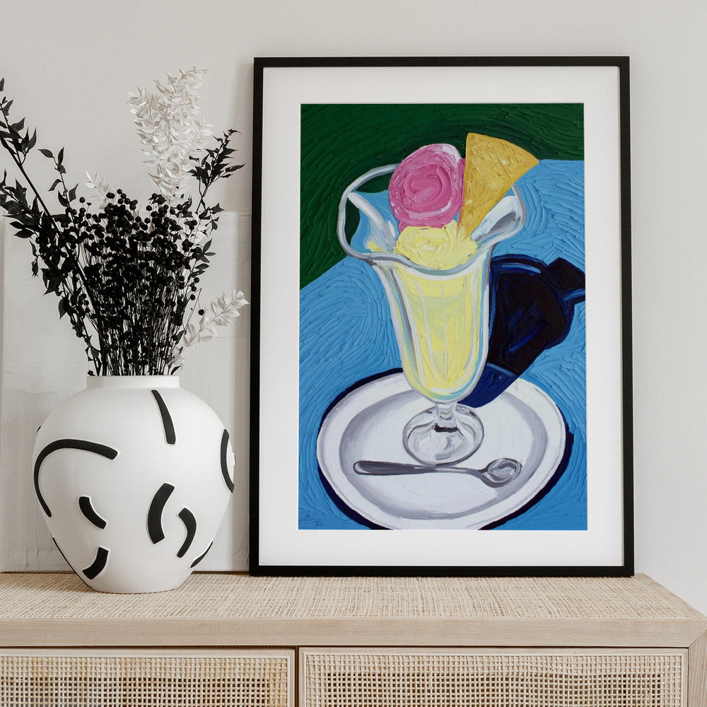 Raspberry and Vanilla Ice Cream - Art Print by Alice Straker