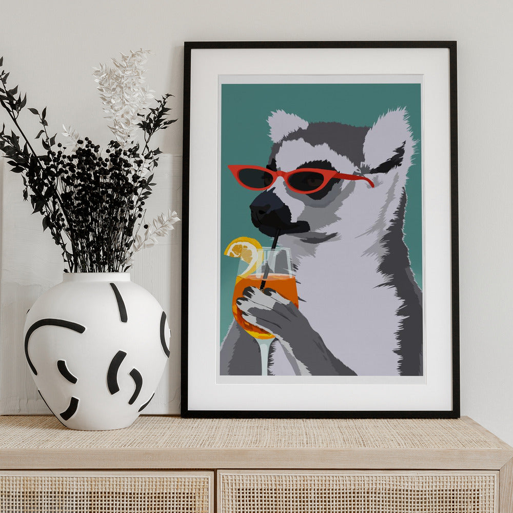 Jugdy Lemur with Drink - Art Print by ByKammille