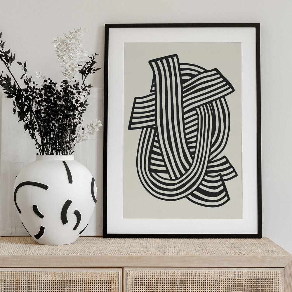 Striped Abstract In Black - Art Print by Little Dean