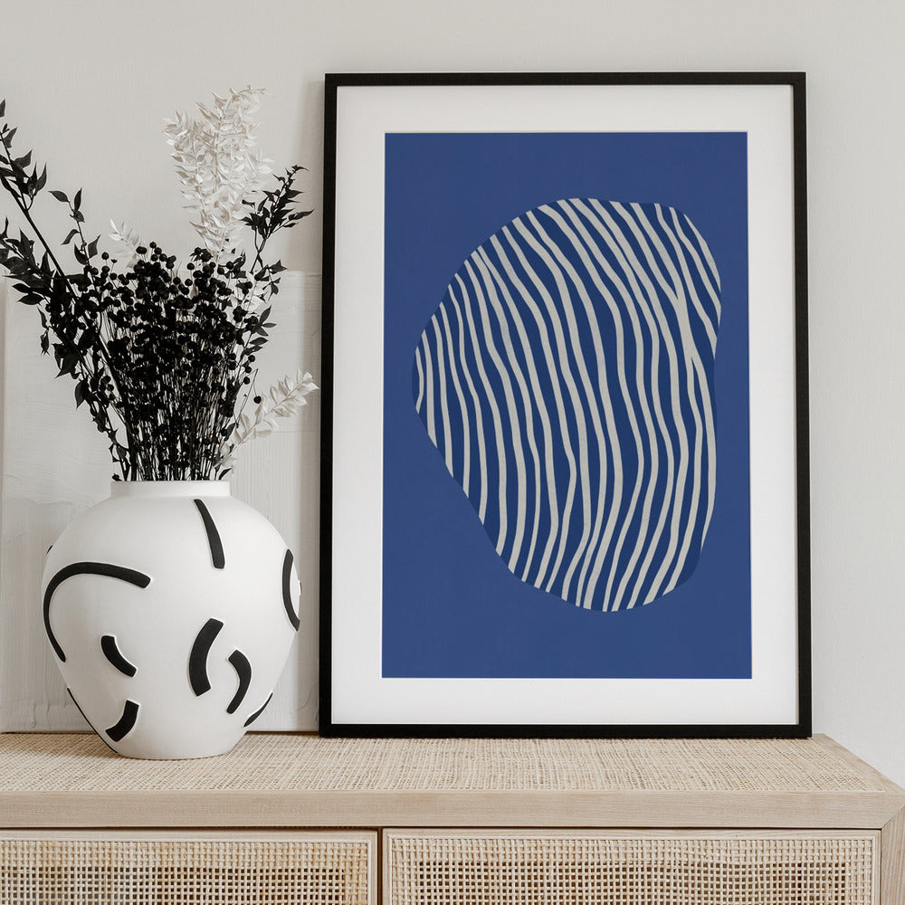 Line art confined in space-blue - Art Print by Little Dean