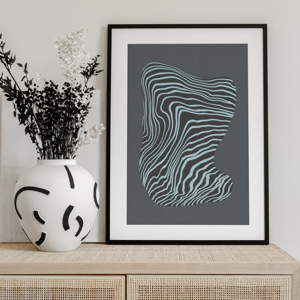 Line art confined in space-grey - Art Print by Little Dean