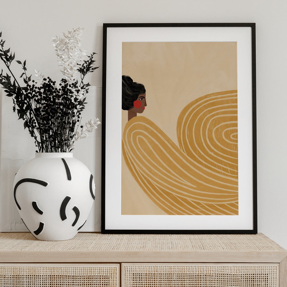 The Woman With the Yellow Stripes - Art Print by Bea Müller