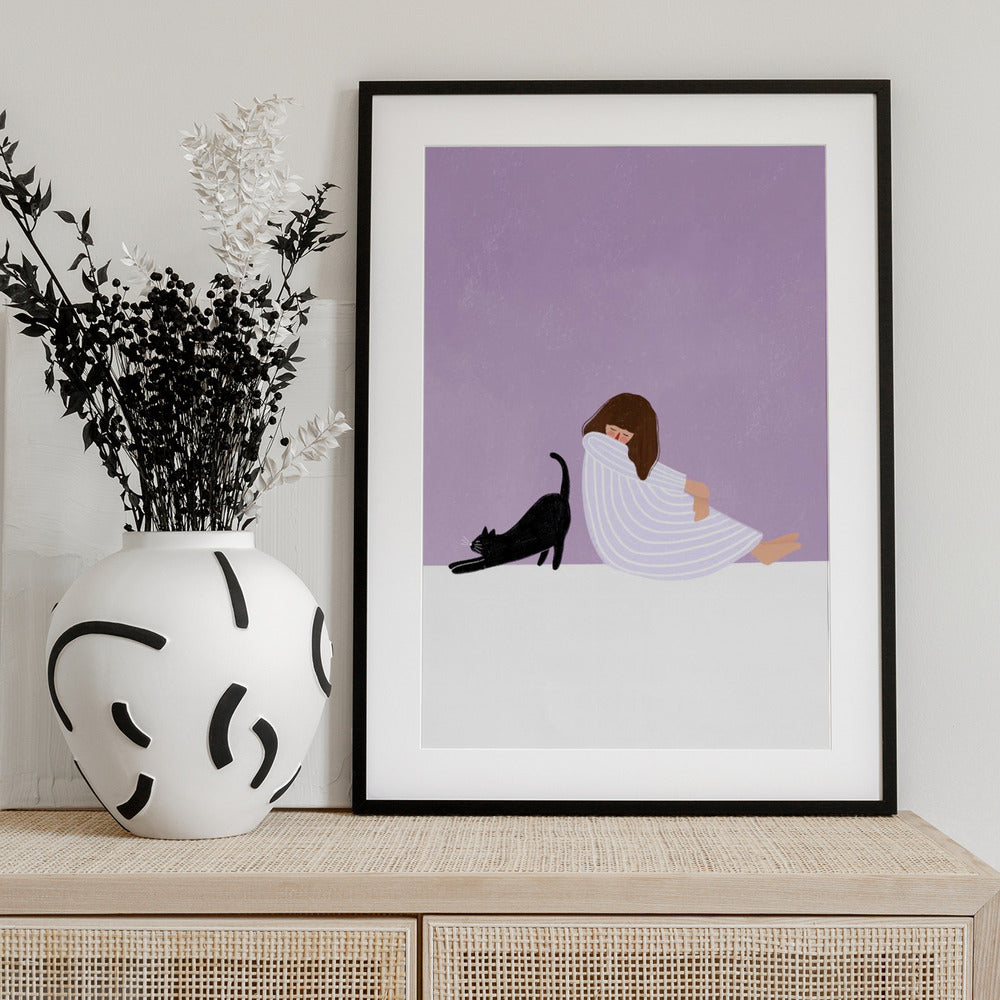Girl and Cat - Art Print by Bea Müller