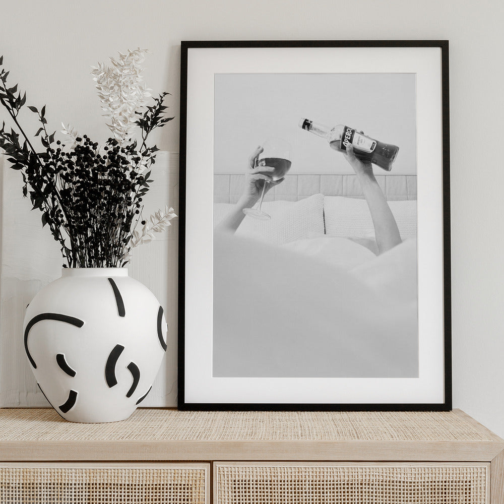 Aperol In Bed B&w - Art Print by Pictufy Studio III