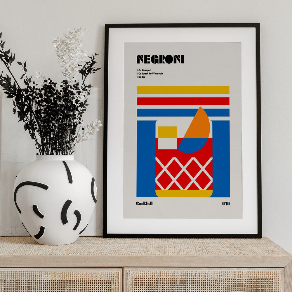 Negroni Bauhaus Cocktail - Art Print by Retrodrome