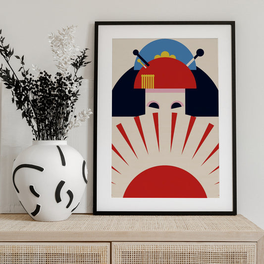 Geisha Girl Retro Minimalist Design - Art Print by Retrodrome