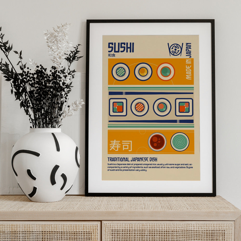 Sushi Japanese Food Print - Art Print by Retrodrome