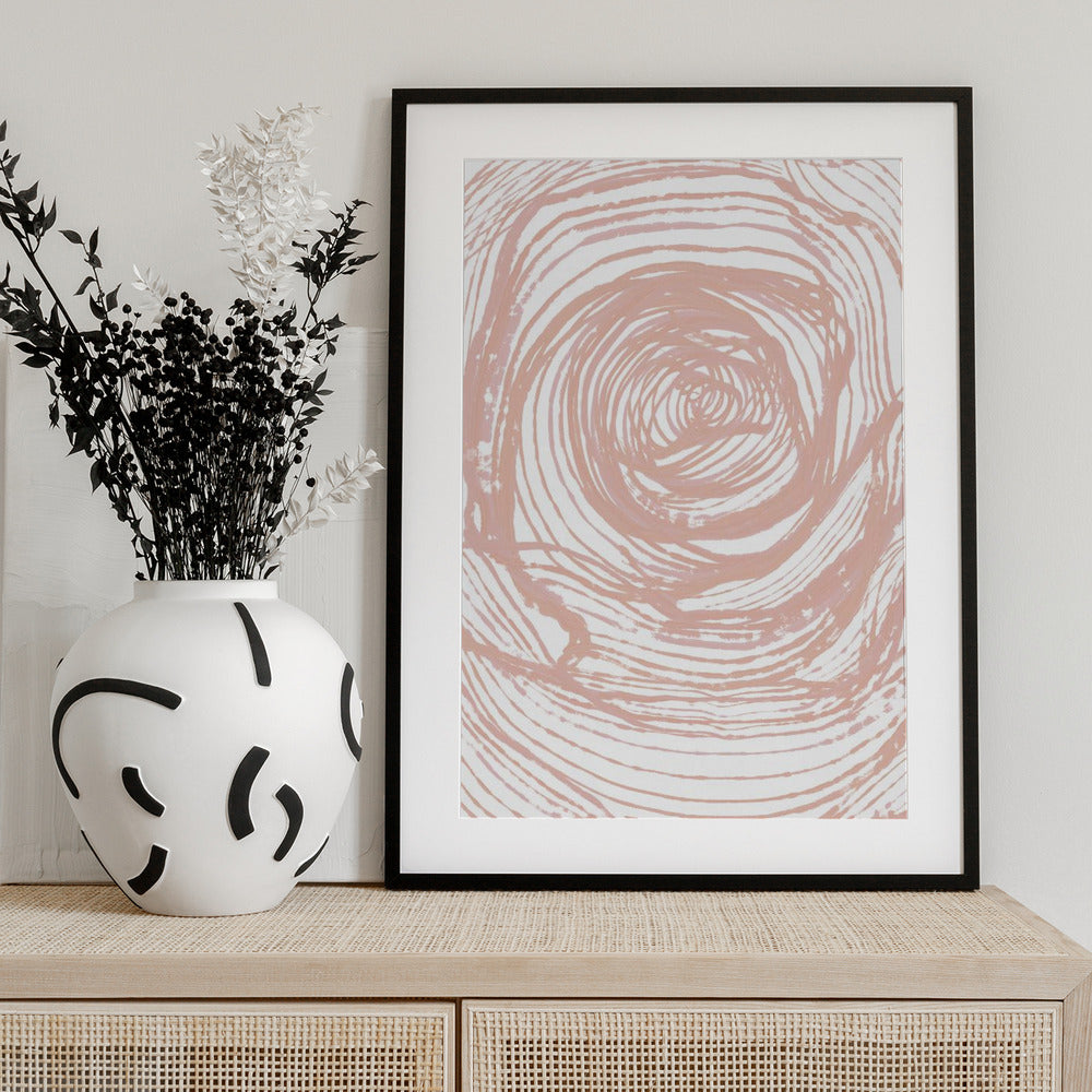 Swirling Lines In Soft Peach Tones - Art Print by Martina
