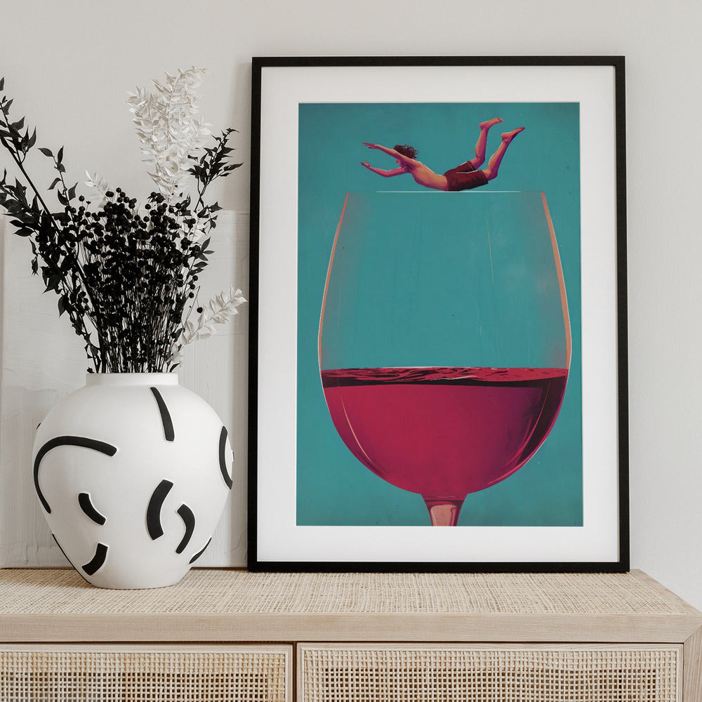 Wine Dive - Art Print by Andreas Magnusson