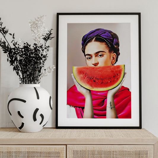 Watermelon Frida - Art Print by Dikhotomy