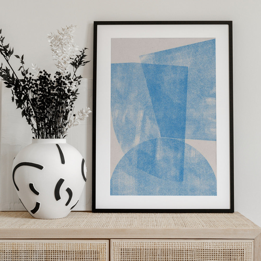 Blue Geometric Waves - Art Print by THE MIUUS STUDIO