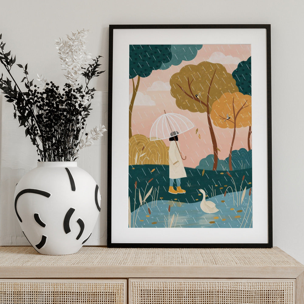 Rainy Day Stroll - Art Print by Bea Müller