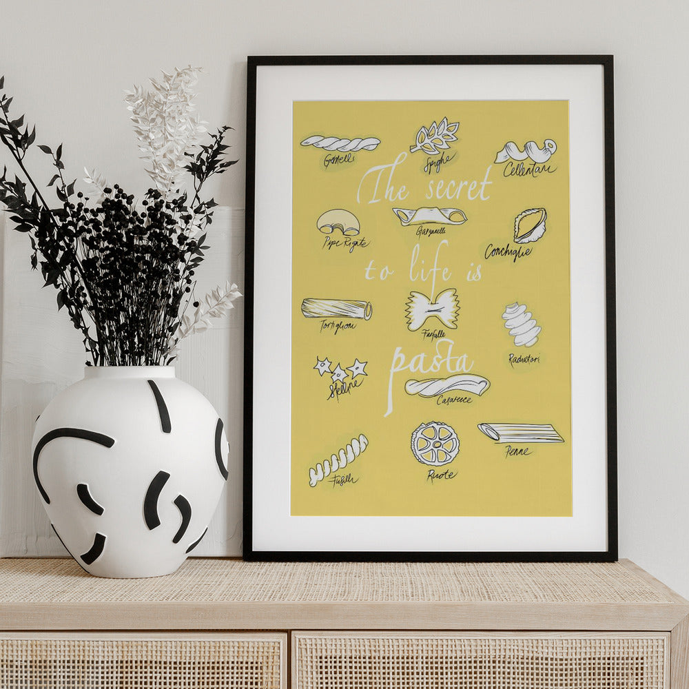 The Secret To Life Is Pasta - Art Print by casa cartissi