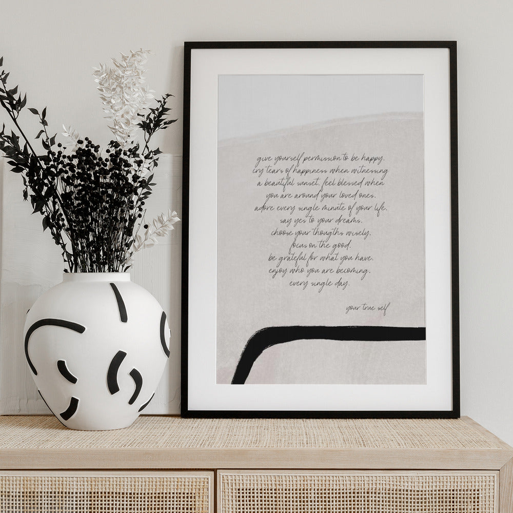 Give Yourself Permission To Be Happy - Art Print by uplusmestudio
