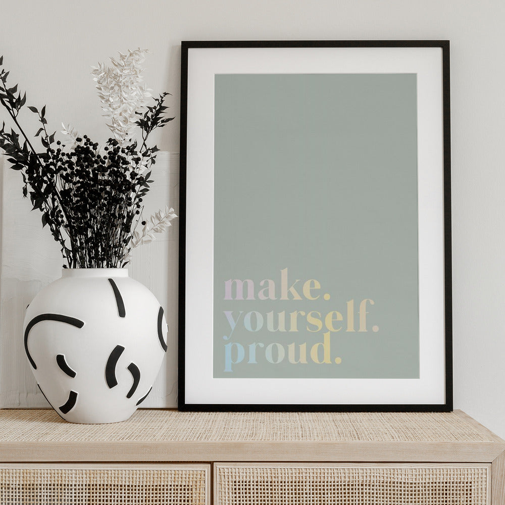 Make Yourself Proud Quote Mint and Gradient - Art Print by uplusmestudio