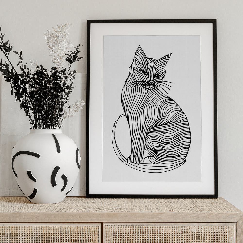 Lines art Cat - Art Print by Justyna Jaszke