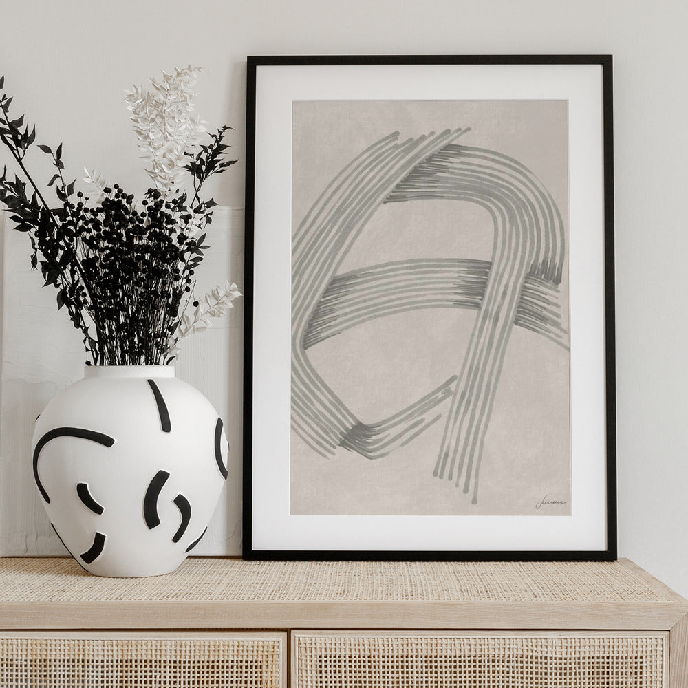 Abstract Grey Intersections 02 - Art Print by Lucrecia Caporale