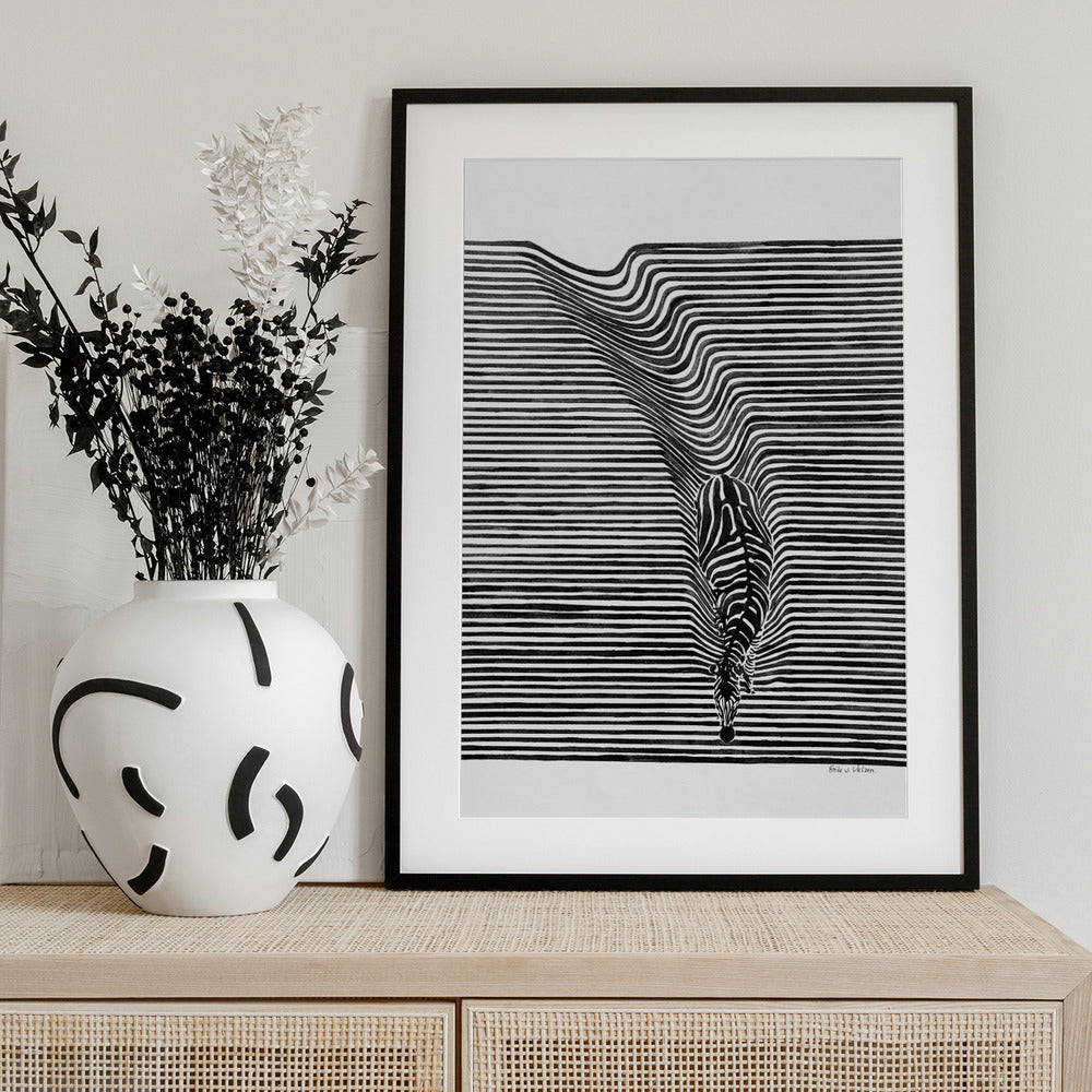 Zebra in het veld - Art Print by Erik Van Velzen