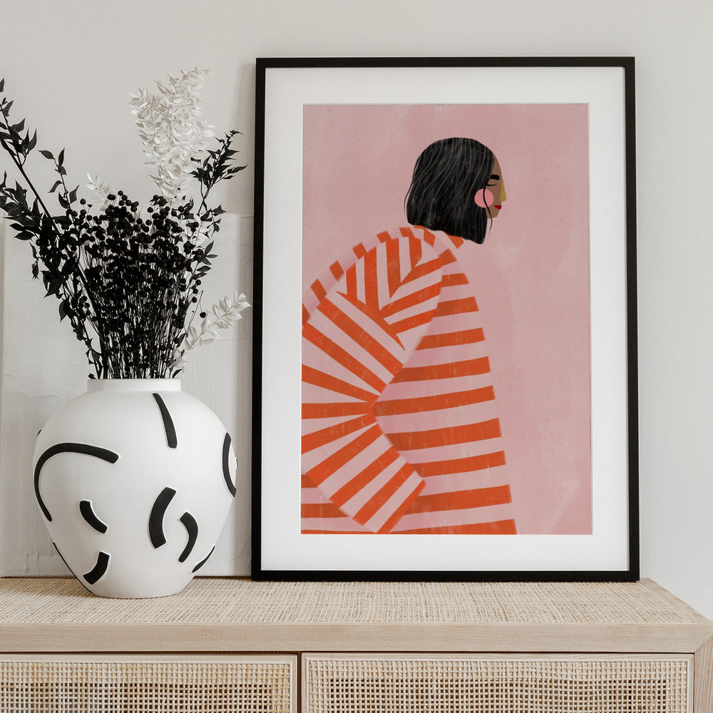 The Woman With the Orange Stripes - Art Print by Bea Müller