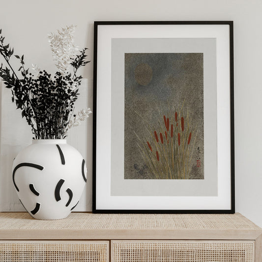 Japanese Grass Field At Night (1807–1891) - Art Print by Shibata Zeshin