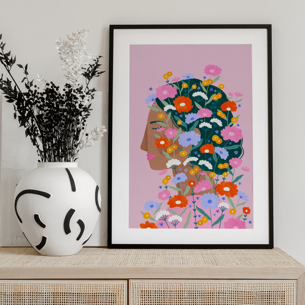 Colourful Flower Lady - Art Print by Bea Müller