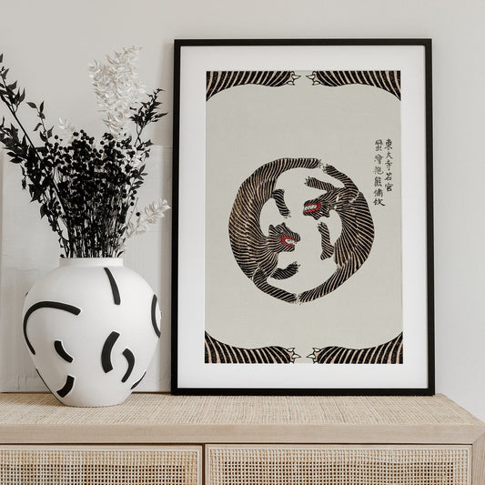Woodblock Tigers From Yatsuo No Tsubaki (Creative ed.)) - Art Print by Taguchi Tomoki