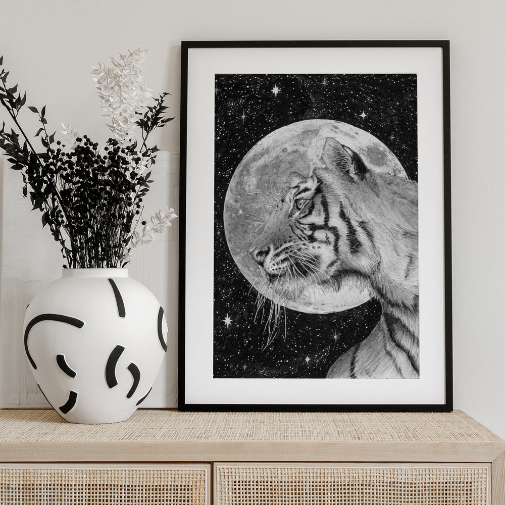Moon and Tiger Original - Art Print by EC Mazur