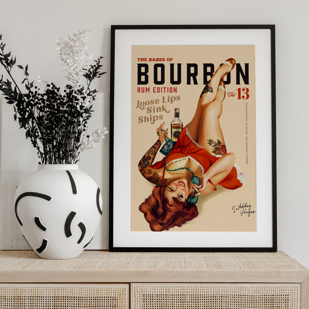Babes of Bourbon Vol 13 Rum Drinking Pinup Girl Art - Art Print by The Whiskey Ginger