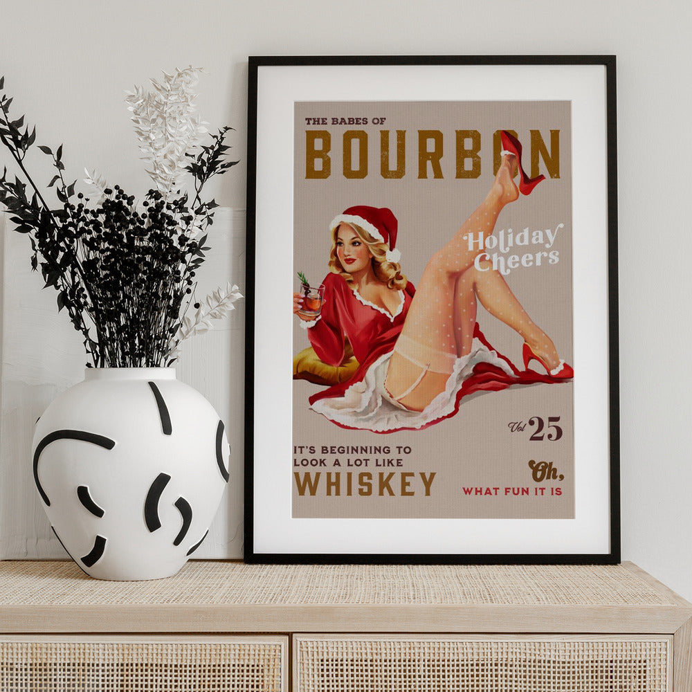 Babes of Bourbon Vol 25 Holiday Cheer Christmas Pinup - Art Print by The Whiskey Ginger