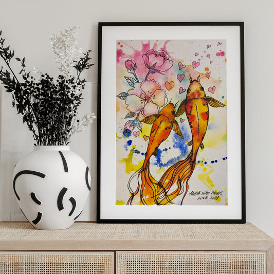 Koi LOVE - Art Print by Anda Bieza
