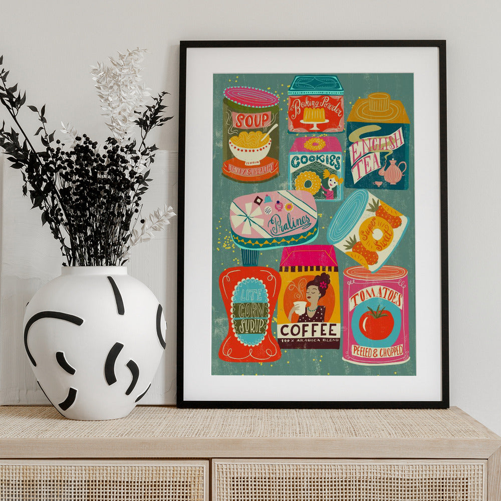 Colorful Pantry Turquoise - Art Print by uta krogmann