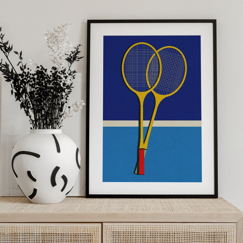 Wooden Badminton Rackets - Art Print by Rosi Feist