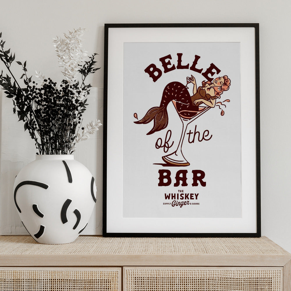 Belle Of The Bar Mermaid Pin Up Art - Art Print by The Whiskey Ginger