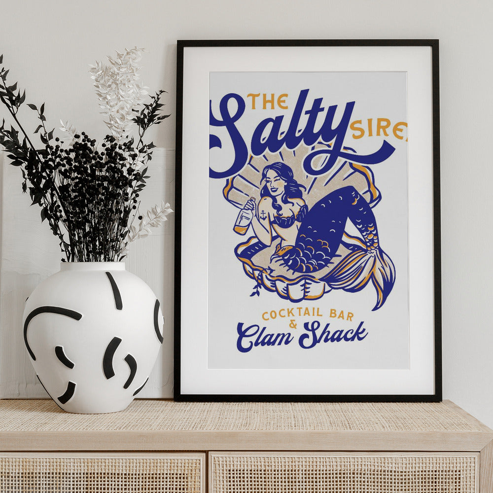 Salty Siren Cocktail Bar and Clam Shack Mermaid - Art Print by The Whiskey Ginger