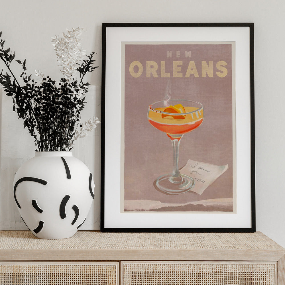 New Orleans Cocktail Travel Poster - Art Print by The Whiskey Ginger