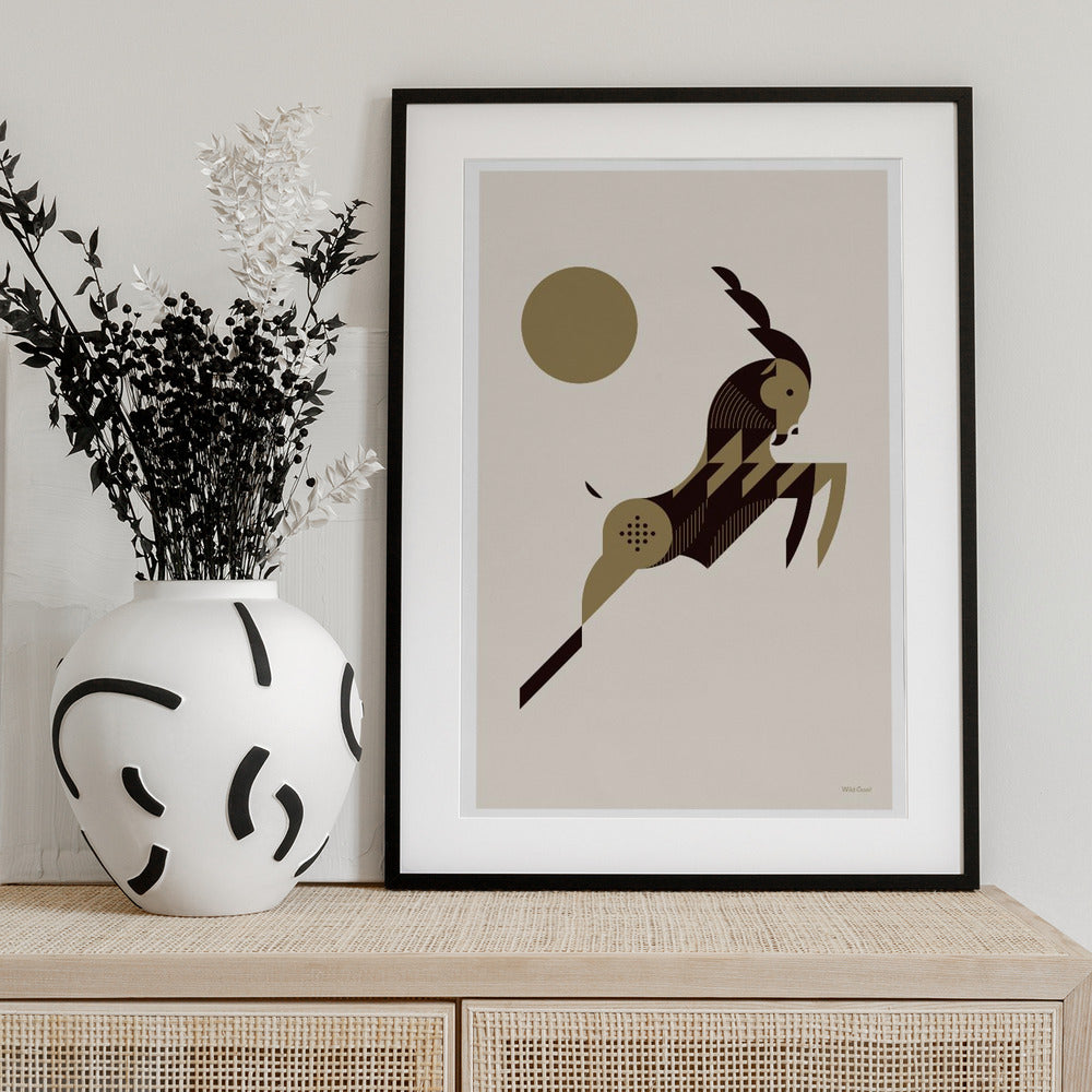 Golden Animals - Wild Goat (white) - Art Print by Studio Soleil