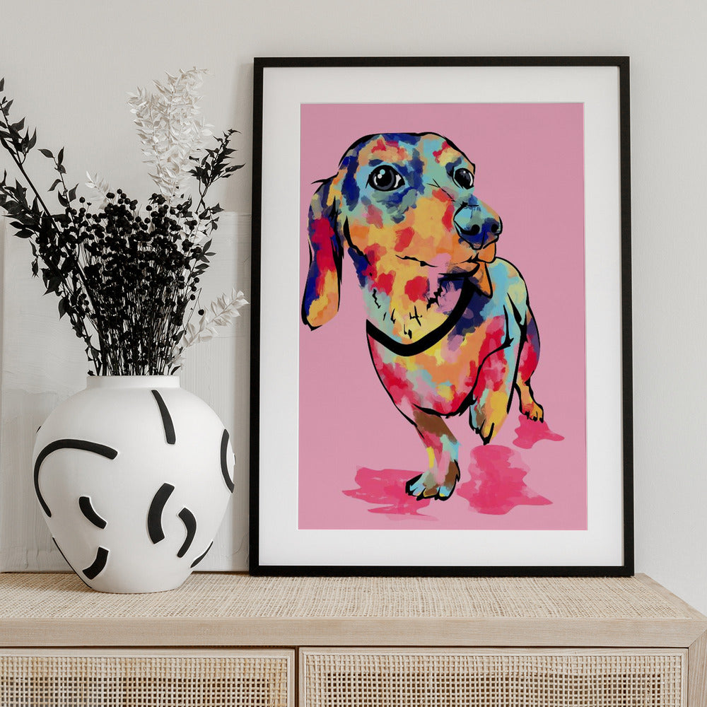 Rainbow Pup, Cute and Colorful Dog - Art Print by Kintsugi99