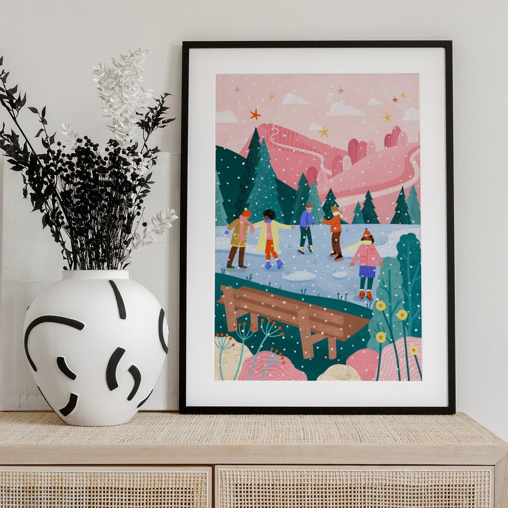 People Ice Skating - Art Print by Bea Müller