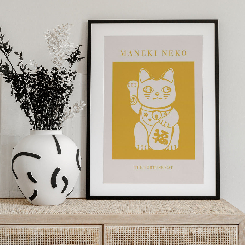 Maneki-Neko Yellow Cat - Art Print by KsanaKalpa