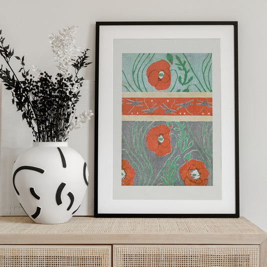 Poppies (1908) Boarder - Art Print by Goyo Hashiguchi