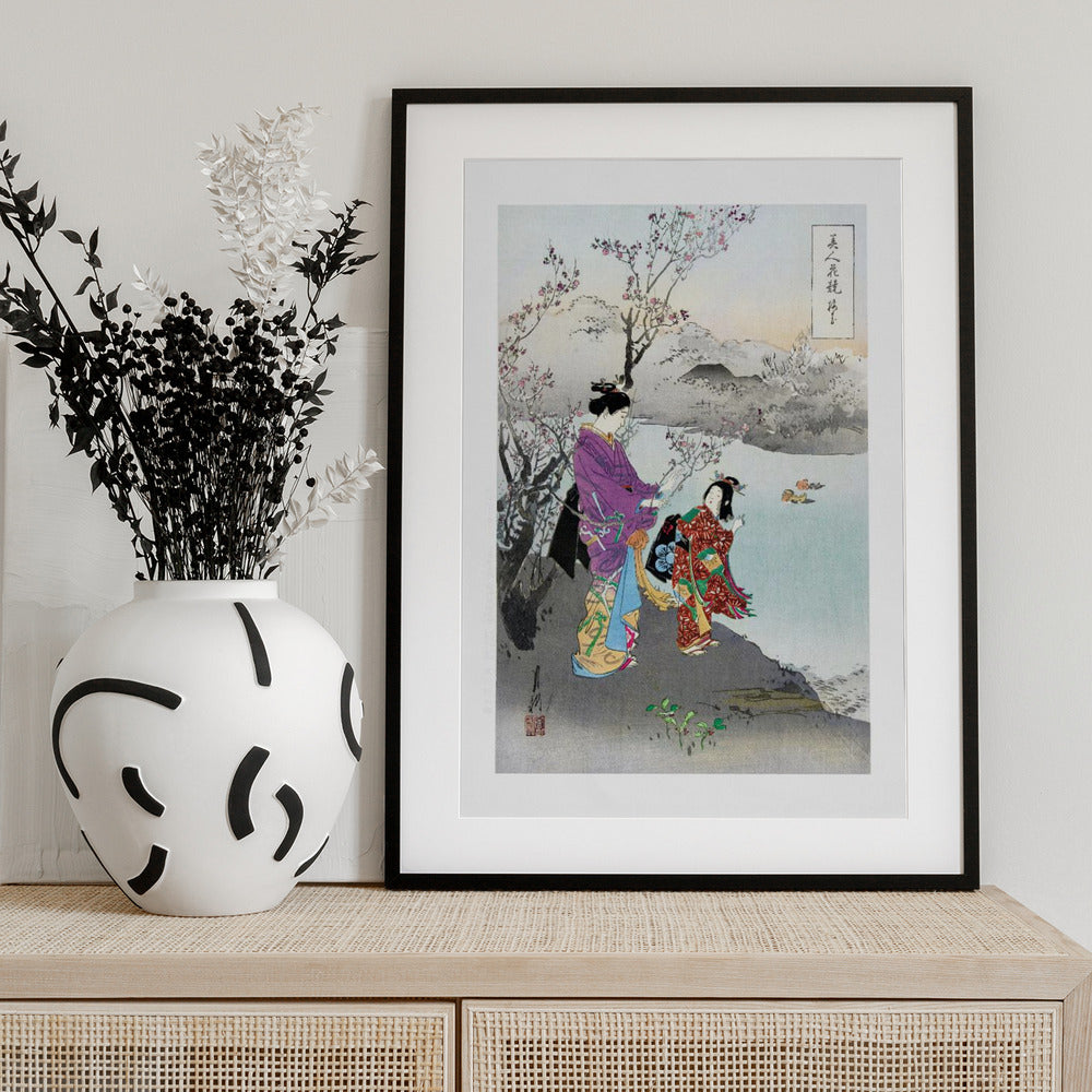 Admiring the Plum Blossom (1887–1896) - Art Print by Ogata Gekko