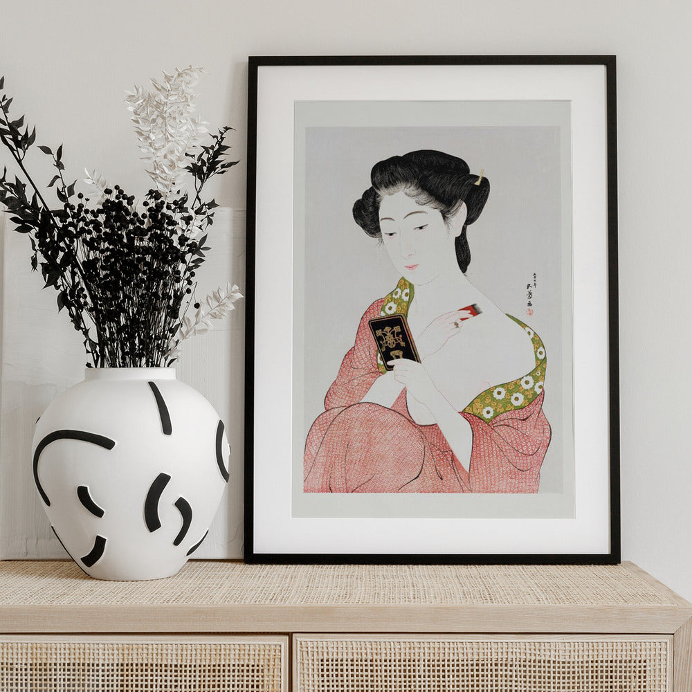 Japanese Woman Applying Powder (1918) - Art Print by Hashiguchi Goyo