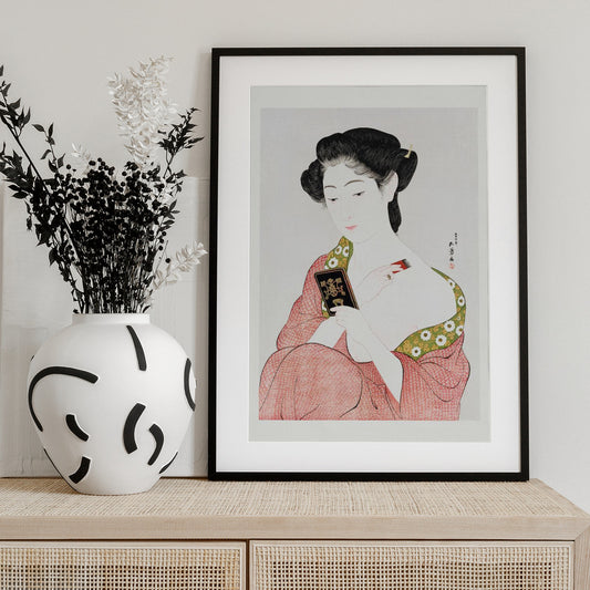 Japanese Woman Applying Powder (1918) - Art Print by Hashiguchi Goyo